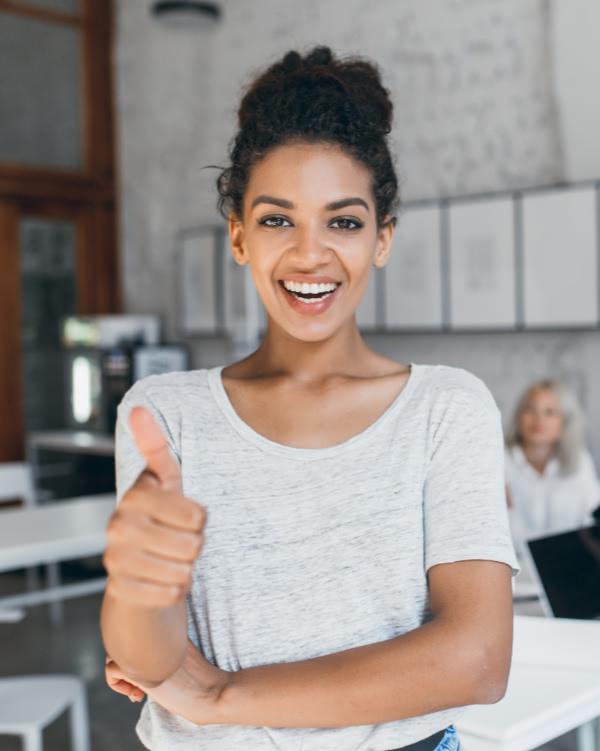 Woman giving thumbs up